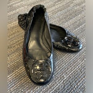 Black Patent Leather Tory Burch Ballet Flat Size 7.5